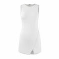 thumbnail image 4 of Mlqidk Golf Tennis Dresses for Women Side Slit Sleeveless Crew Neck Dress Golf Athletic Active Sport Mini Dresses Build In Shorts with Pockets Beige M, 4 of 8