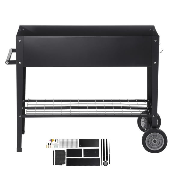 KFFKFF Elevated Garden Bed, Dimensions 42.5 x 19.5 x 31.5 inches, Constructed from Galvanized Metal, Outdoor Planting Box with Legs, Suitable for Cultivating Flowers/Vegetables/Herbs in Backyard