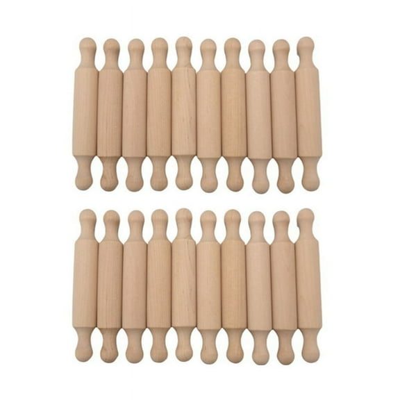 20PCS Mini Rolling Pins for Crafts, Small Wooden Dough Roller for Children in the Kitchen Baking Wood Color Wood