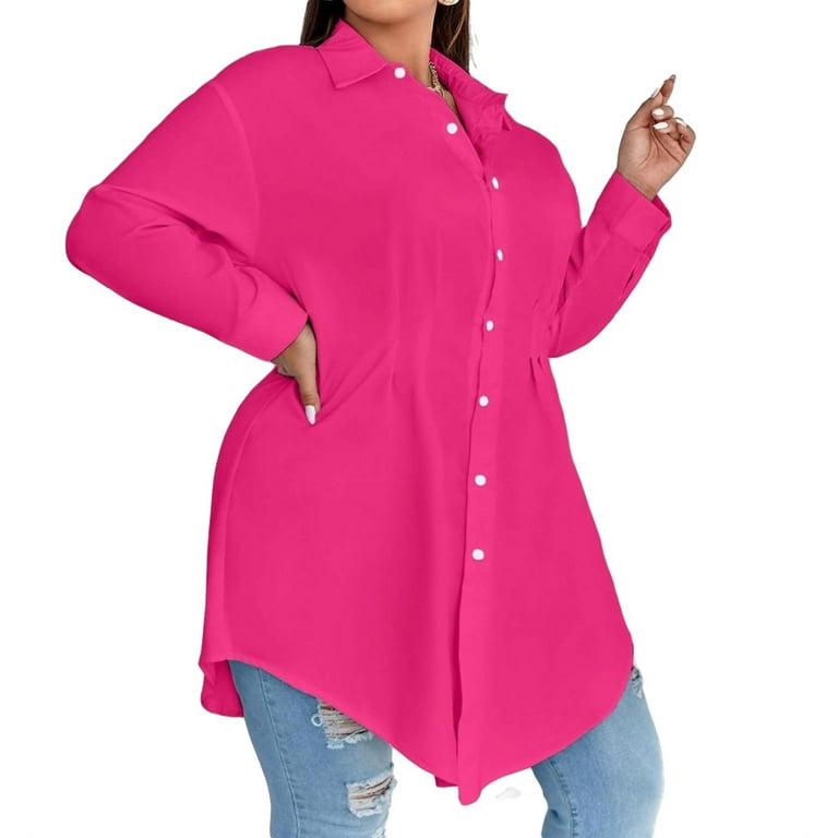  The Drop Women's Hot Pink Long Sleeve Shirt by