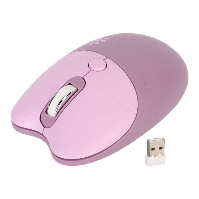 Ratón inalámbrico para gato de 2,4G, receptor USB silencioso, ratón portátil bonito de 3 niveles DPI para ordenador portátil M3, color morado