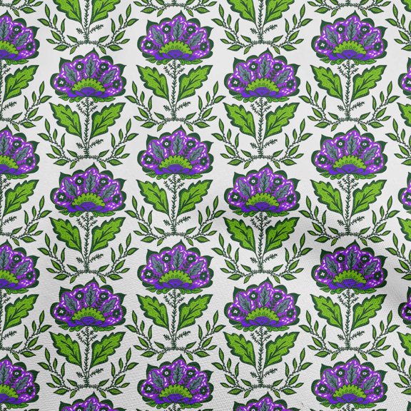 oneOone Georgette Viscose Purple Fabric Leaves & Clover Quilting Supplies Print Sewing Fabric By The Yard 42 Inch Wide-MT