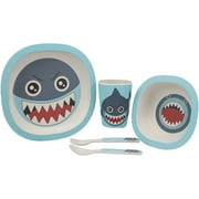 Ebros Fish Shark 5 Piece Organic Bamboo Dinnerware Set For Kids Children Toddler