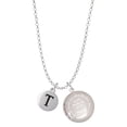 thumbnail image 1 of Delight Jewelry Silvertone Capital Letter - T - Pebble Disc - To the World You are a Mother Locket Necklace, 1 of 4