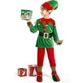 thumbnail image 2 of FYDUU 6 Pack Kids Christmas Elf Clothes Set Girls Boys Christmas Elf Velvet Santa's Helper Outfit With Elf Hat Shoes Stockings Xmas Festive Outfits 3-4 Years, 2 of 7
