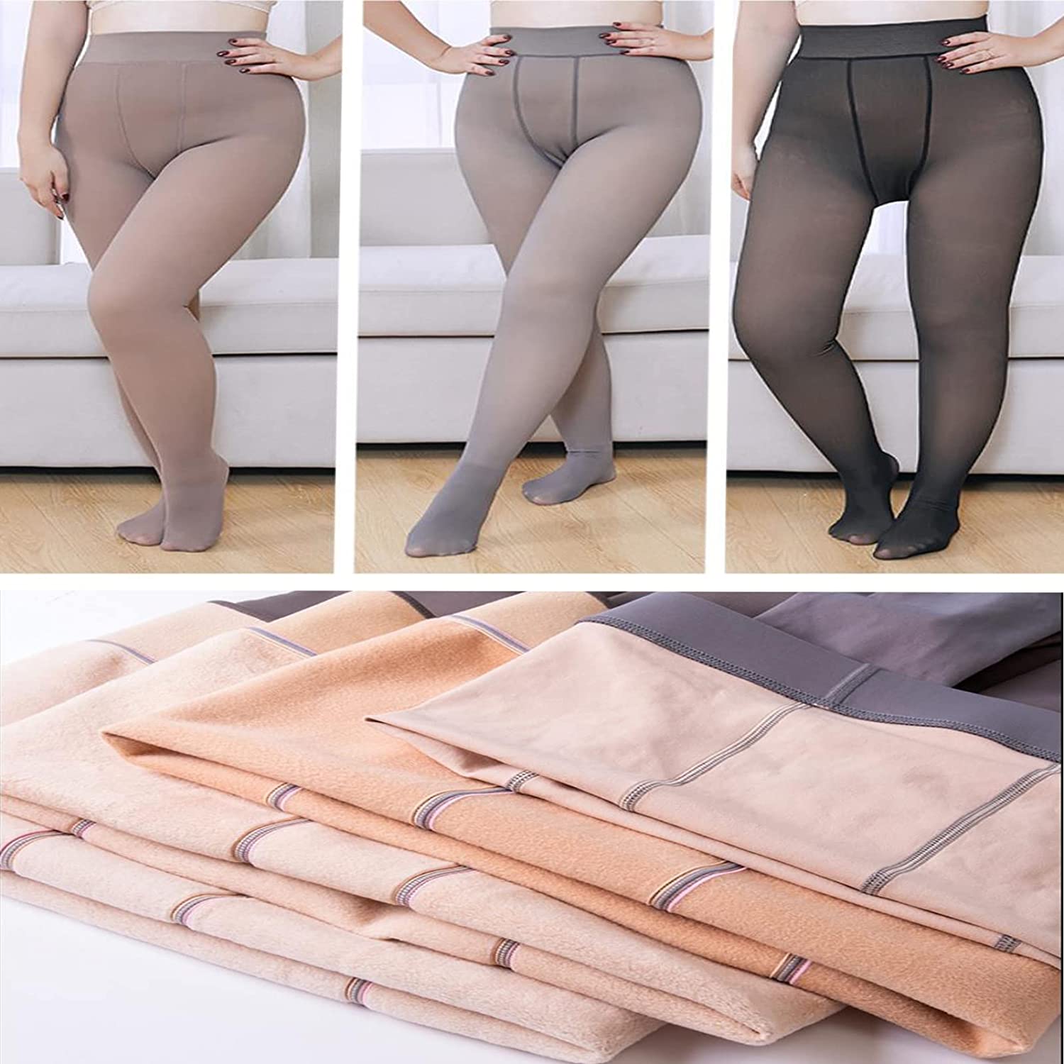 Women Fleece-lined Tights-Winter Fake 