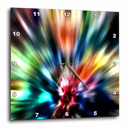 3drose, Burst of Colors - Retro Tie Dye Style of Colorful Starburst Graphic, 10x10 Wall Clock