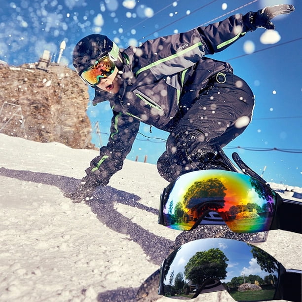 Fiudx Gafas de Esquí para Montañismo, Lentes Esféricas Otg, Protección Ocular a Prueba de Viento, Amplio Campo de Visión, Equipo para Deportes Al Aire Libre, Esquí, Ciclismo, Senderismo, Talla Univer