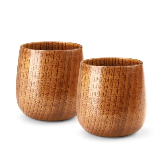 2 Pieces Wooden Whiskey Glasses 9.4 Oz/140 ML, Drinking Bourbon Glasses, Old Fashion Whiskey Cups for Retirement Gifts Men Fathers Day Birthday