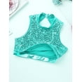thumbnail image 5 of iEFiEL Girls Sparkly Sequins Ballet Dance Outfit Gymnastics Crop Top with Shorts Set Dancewear for Jazz Hip Hop Dance Lake_Green 8, 5 of 7
