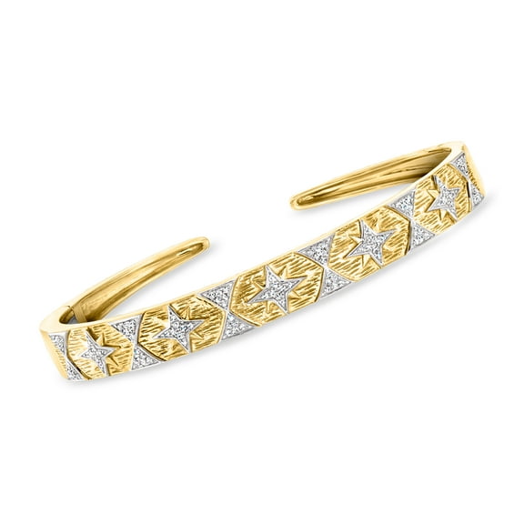Ross-Simons 0.33 ct. t.w. Diamond Starburst Cuff Bracelet in 18kt Gold Over Sterling, Women's, Adult