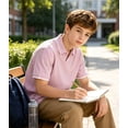thumbnail image 4 of Aideaone Boys Polo Shirt Solid Color V-Neck Casual Short Sleeve Shirts for Boys Size 7-14T, 4 of 7