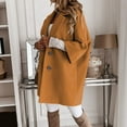 thumbnail image 4 of HNMKIU Women's 3/4 Sleeve Notched Lapel Double Coat Winter Blend Overcoat Long Coat Women with Pockets for Fashion Outerwear Brown,S, 4 of 4
