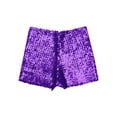 thumbnail image 4 of TSSOE Kids Girls Shiny Sequins Dance Shorts Elastic Waistband Jazz Hip Hop Performance Activewear Purple 120-140/12, 4 of 7