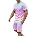 thumbnail image 2 of HOMADLES Men Short Sets 2 Piece Gradient Shirt and Short Pink L, 2 of 5
