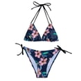 thumbnail image 4 of Women's Bikinis Tropical Print Two Piece Bikini Set Tie Side Halter Bathing Suits Summer Beach Vacation Swimsuit for Women Multicolor-8 M, 4 of 6