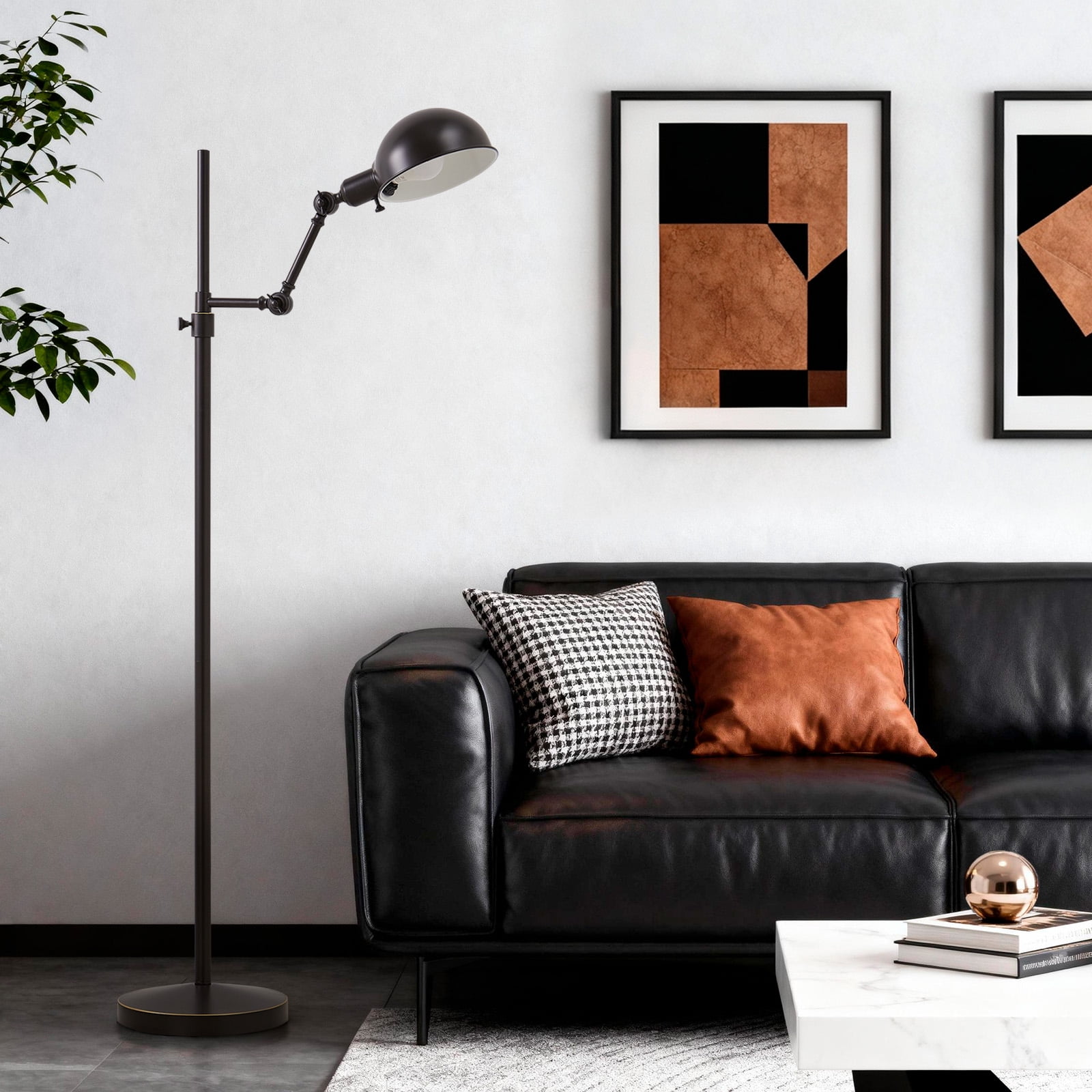 natyswan 59.5-inch Modern Floor Lamp with Rotary Switch, 60W Equivalent A19 LED Bulb Included, Metal Standing Light for Living Room & Bedroom