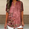 thumbnail image 2 of Womens Summer Tops V Neck Women Blouses and Tops Fashion for Party Red Shirts for Women Plus Size, 2 of 5