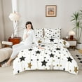 thumbnail image 4 of Manfei Stars Print 3-Piece Full Size Comforter Sets for Teens Boys Girls,Merry Christmas Bedding Comforter Set,Geometric Stripes Lightweight Bedding Sets,Lightweight Room Decor,Reversible, 4 of 8