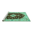 thumbnail image 2 of Ahgly Company Machine Washable Indoor Rectangle Medallion Turquoise Blue Traditional Area Rugs, 5' x 8', 2 of 4