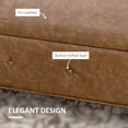 thumbnail image 6 of Homiyad Storage Ottoman Bench with Soft Closing Hinged Lid, Faux Leather Upholstered Bench with Button Tufted Design and Armrests for Living Room, Brown, 6 of 8
