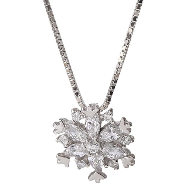 Collar Con Colgante De Copo De Nieve De Cristal, Collar De Moda, Regalos De Joyería Navideña Para Niñas Y Mujeres Monstrate AP007028-01