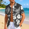 thumbnail image 2 of Men's Hawaiian Floral Shirts Casual Tropical Beach Funky Shirt ort Sleeve Button Down Shirts Tropical Floral Shirts Grey L, 2 of 4