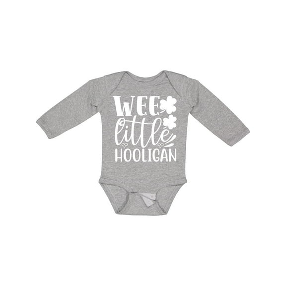 Inktastic St. Patrick's Day Wee Little Hooligan with Shamrocks Boys or Girls Long Sleeve Baby Bodysuit