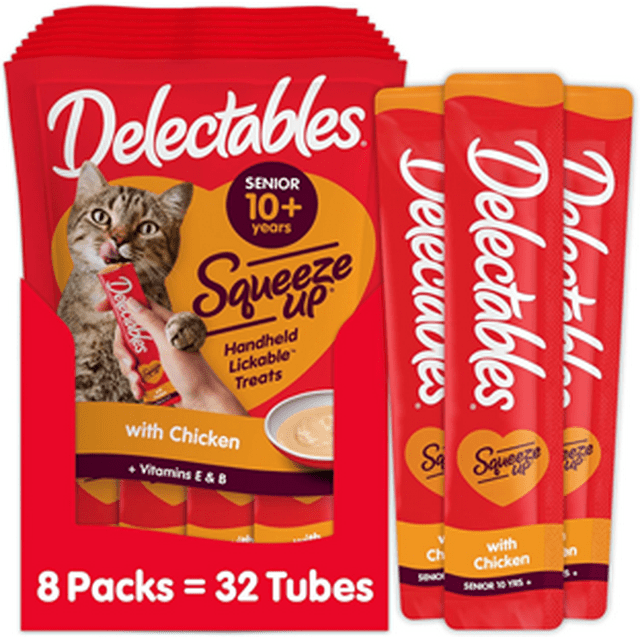 Hartz Delectables Squeeze Up Variété Interactif Friandises Humides Léchables pour Chats, 54 Unités Contient des Ingrédients Spéciaux (Amidon de Tapioca,Gomme de Guar, Arômes Naturels).