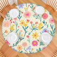 thumbnail image 2 of Pioneer Flower Floral Print Pattern Round Fitted Tablecloth with Elastic Edge,Dining Table Cover Waterproof,Outdoor Round Tablecloth for Camping,Dining,Indoor and Outdoor, 2 of 7