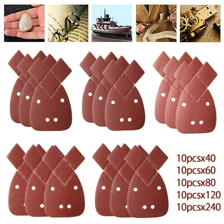 

BCLONG 50pcs Mouse Sanding Sheets Orbital Sandpaper For Black Decker Palm 40-240 Grit