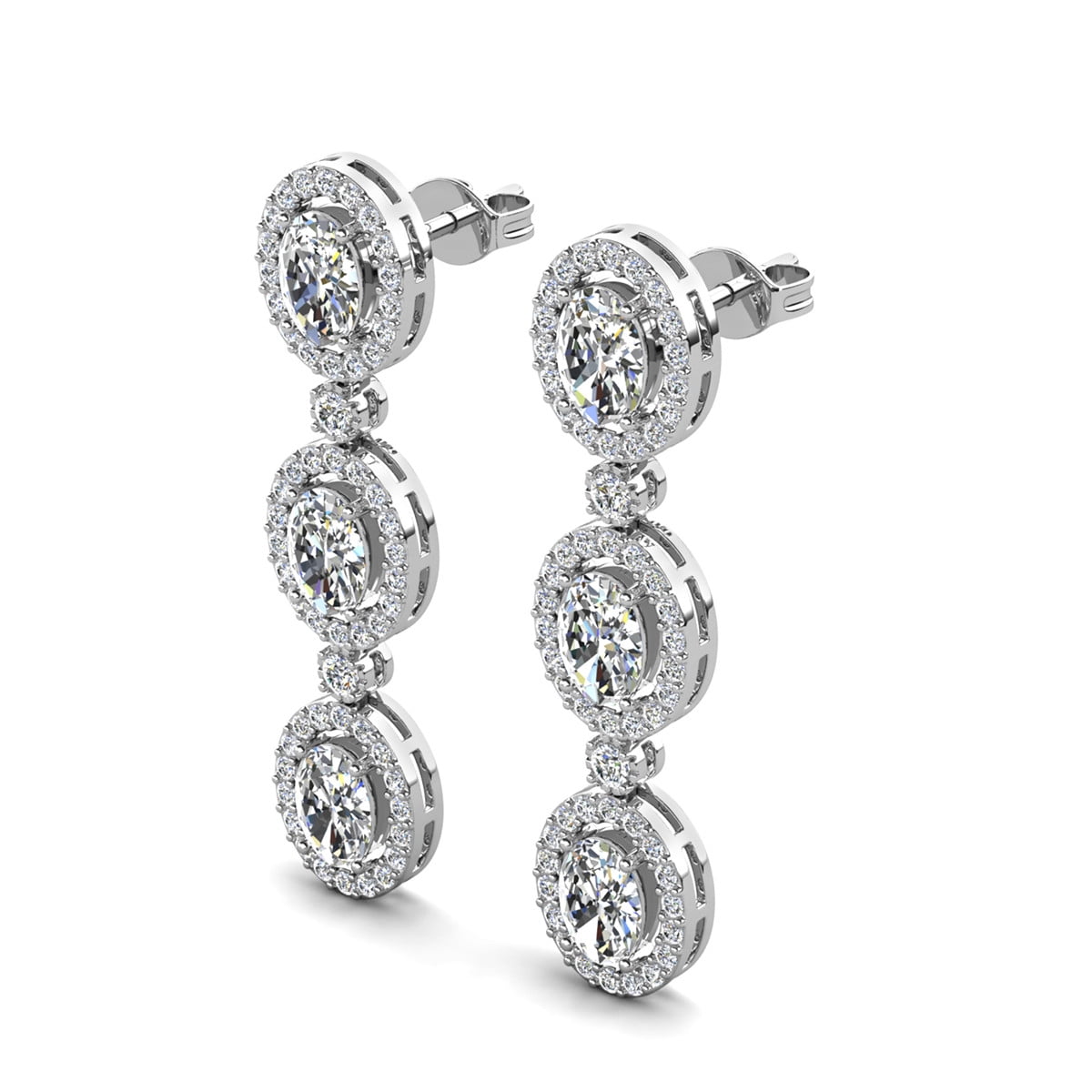Cate & Chloe Lorraine 18k White Gold Plated Dangle Earrings with Simulated Diamonds for Women