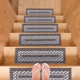 thumbnail image 3 of Ottomanson Non-Slip Rubberback Modern Bordered 8.5" x 26" Indoor Stair Treads, 7 Pack, Grayish Black, 3 of 10