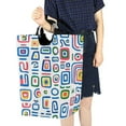 thumbnail image 4 of Yayeee Freestanding Laundry Hamper with Handle Collapsible Large Storage Basket for Clothes, Blue Retro Pattern, 4 of 7