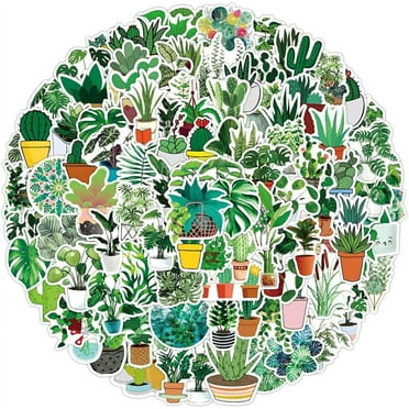 Cute Cartoon Plant Potted Stickers 100 Pcs Trendy Style Stickers Laptop Stickers Pack Cool Sticker for Pad MacBook Car Snowboard Bicycle Luggage Water Cup Mobile Phone Decal