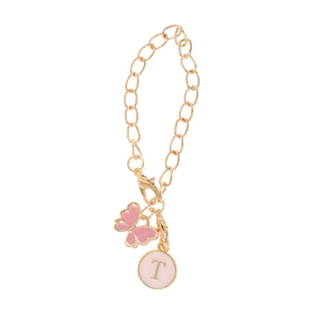 Ofertas Únicas 1 Pc Encanto de Cadena de Taza con Letra de Mariposa Redonda, Colgante de Taza de Agua, Aleación Rosa