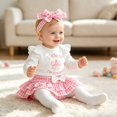 thumbnail image 3 of Enyan Newborn Baby Girl Fall Clothes Cute Long Sleeve Romper Plaid Ruffle Skirt Set Infant Spring Outfits（Size 9-12 Months）, 3 of 9