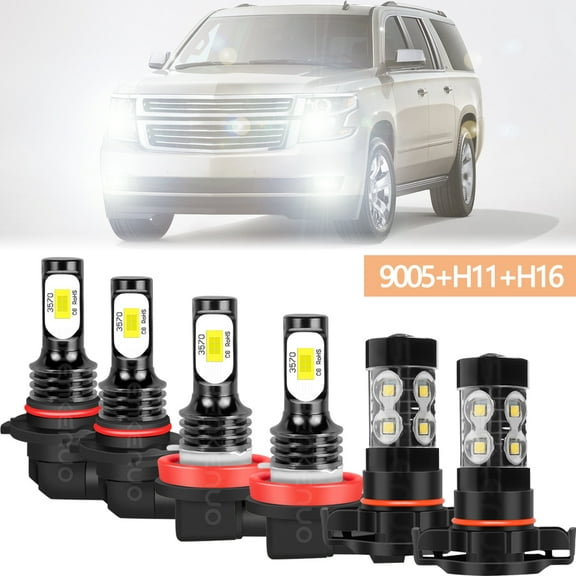 For Chevrolet Suburban 2007-2014 Combo LED Headlight Fog Light Bulbs Kit