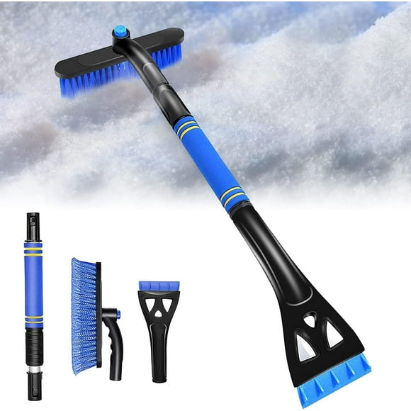 Extendable Ice Scrapers for Car Windshield 2-in-1 Snow Brush for Car Snow Brush for Car, 31.5“ Extendable Snow Brush and Ice Scraper, Retractable Snow Removal Brush
