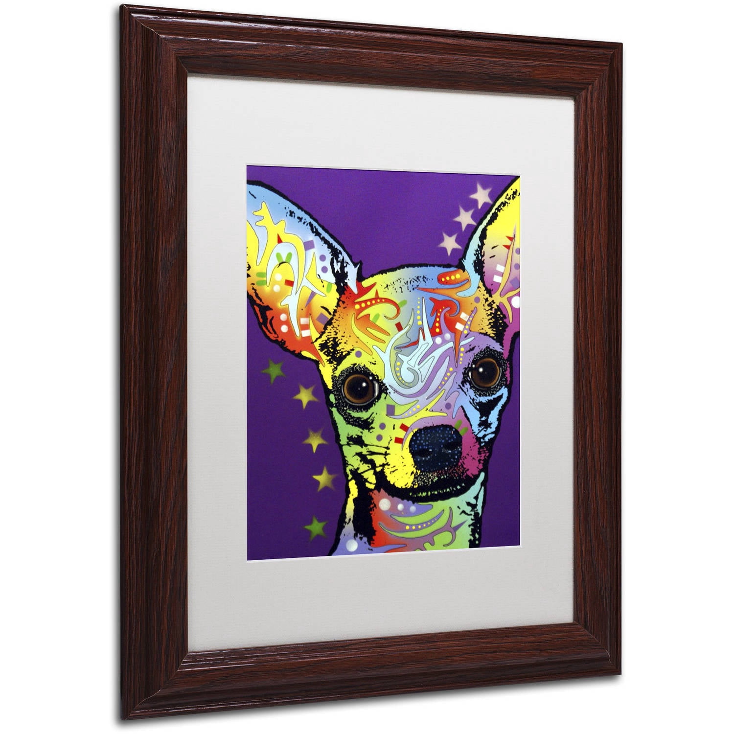 Trademark Fine Art "Chihuahua II" Canvas Art by Dean Russo, White Matte, Wood Frame