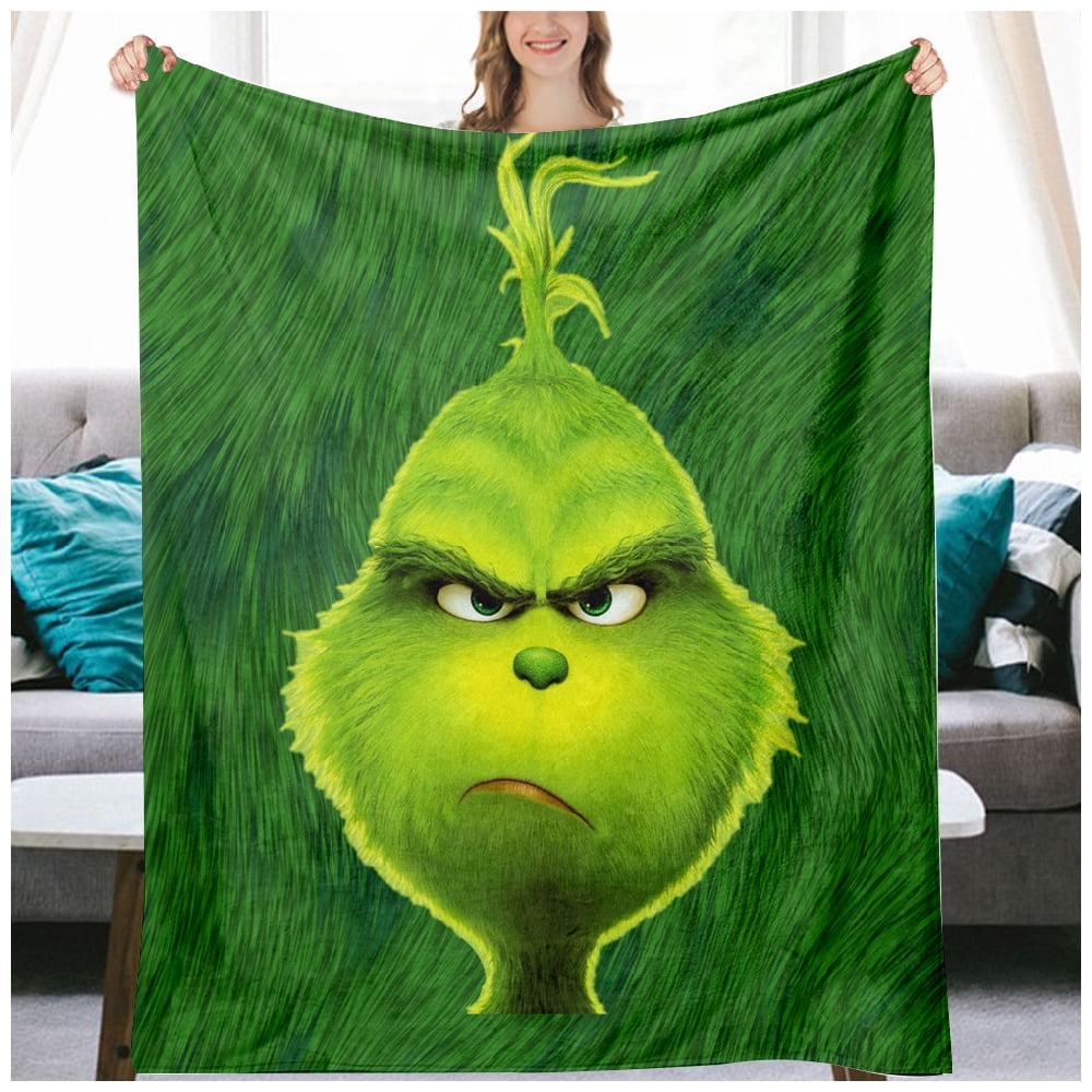 Christmas Grinch Throw Blanket Holiday Christmas Fleece Blanket Soft