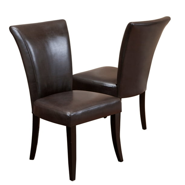 GDF Studio Chestle Contemporary Bonded Leather Dining Chairs, Set of 2, Brown and Espresso