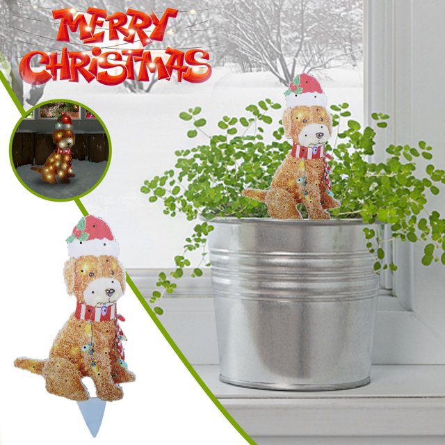 onlyliua Ofertas Especiales Up The Golden Graffiti Dog de Navidad, Perro de Graffiti Led con Cuerda y Luces Led Navideñas Up The Golden Graffiti Garden Garden Decoration
