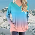 thumbnail image 4 of Lmnyox Women's V Neck Casual T Shirt Loose Fashion Print Pullover Tee Trendy Basic Long Sleeve Shirts Tops, 4 of 5