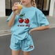 thumbnail image 4 of Vestido de Verano con Mangas Niños Verano Ocio Cuello Redondo Mangas Cortas Y Pantalones Cortos Dos Piezas para Niños Lindo Conjunto de Verano, 4 of 6