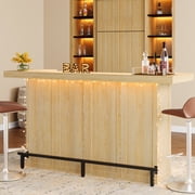 4-Tier Bar Table, 70.9-Inch Large Modern Home Bar Cabinet with Wine Glass Holder and Black Footrest