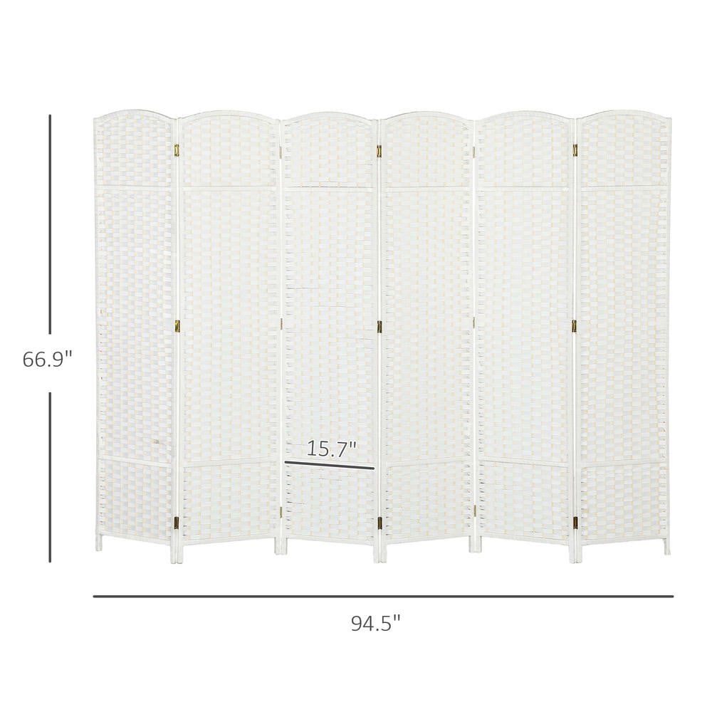 Resenkos 5.6ft Folding Room Divider Screen - 6-Panel Freestanding Privacy Partition for Home Office, White