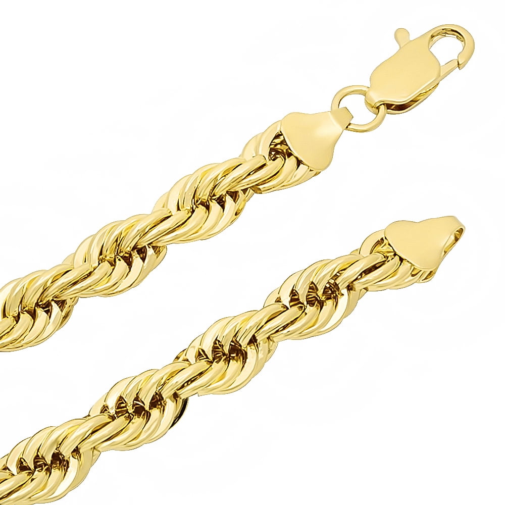 6.7mm 14k Yellow Gold Plated Twisted Rope Chain Necklace, 36 inches