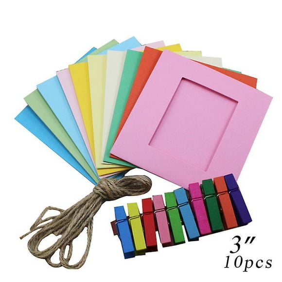 Dww-10pcs Kraft Papier Cadres Photo Suspendus Dcoration Murale Diy Avec Clips Cordes Pour Photos