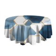 thumbnail image 5 of Blue White Gold Hexagon Marble Pattern Round Tablecloth 60"x60",Wrinkle Wipeable Table Cloth for Kitchen Dining Room Picnic Patio Party, 5 of 6